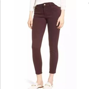DL1961 Margaux Ankle Skinny Jeans. Deep Burgundy